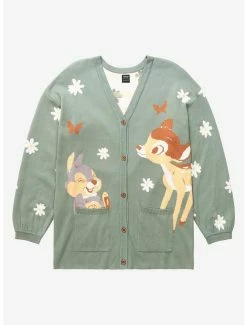 Best Pirce 🔔 Our Universe Disney Bambi 80th Anniversary Thumper & Bambi Floral 👩 Women’s Cardigan - BoxLunch Exclusive ✔️
