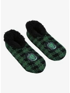 Coupon 🔔 Harry Potter Slytherin Crest Plaid Slipper 🧦 Socks - BoxLunch Exclusive 🤩