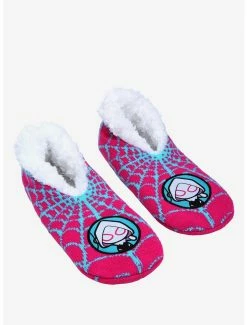 New 🔔 Marvel Spider-Man Ghost-Spider Chibi Portrait Slipper 🧦 Socks - BoxLunch Exclusive 😍
