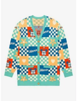 Flash Sale 🎉 Disney Minnie Mouse Checkered Patchwork 👩 Women’s Plus Size Cardigan - BoxLunch Exclusive 🥰