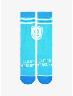 Budget 💯 Sailor Moon Sailor Mercury Varsity Crew 🧦 Socks - BoxLunch Exclusive 👏