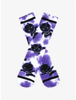 Hot Sale ❤️ Marvel Black Panther Chibi T'Challa Tie-Dye Crew 🧦 Socks - BoxLunch Exclusive 🧨