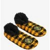Cheap 🔔 Harry Potter Hufflepuff Plaid Fleece Slipper 🧦 Socks - BoxLunch Exclusive 👍