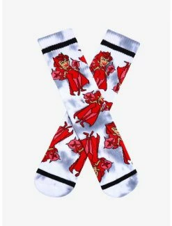 New 🤩 Marvel WandaVision Scarlet Witch Cartoon Allover Print Tie-Dye Crew 🧦 Socks - BoxLunch Exclusive 🌟