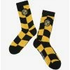 Best Sale ⭐ Harry Potter Hufflepuff Crest Wavy Checkered Crew 🧦 Socks - BoxLunch Exclusive 🎉
