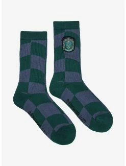 Outlet 🥰 Harry Potter Slytherin Crest Wavy Checkered Crew 🧦 Socks - BoxLunch Exclusive 🤩 -Boxlunch Shop unnamed file 1181