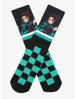 Brand new 😀 Boxlunch Demon Slayer: Kimetsu No Yaiba Tanjiro Kamado Portrait Crew 🧦 Socks 🧨