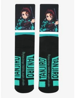 Brand new 😀 Boxlunch Demon Slayer: Kimetsu No Yaiba Tanjiro Kamado Portrait Crew 🧦 Socks 🧨 -Boxlunch Shop unnamed file 1199