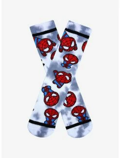 Budget ❤️ Marvel Spider-Man Chibi Spidey Tie-Dye Crew 🧦 Socks - BoxLunch Exclusive ✨