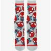 Flash Sale 😀 Marvel Spider-Man Chibi Allover Print Crew 🧦 Socks - BoxLunch Exclusive 🎁