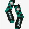 Deals 🤩 Demon Slayer: Kimetsu No Yaiba Tanjiro Checkered 🧦 Socks - BoxLunch Exclusive ✔️