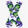 Hot Sale ❤️ Marvel She-Hulk Chibi Allover Print Tie-Dye Crew 🧦 Socks - BoxLunch Exclusive ✔️