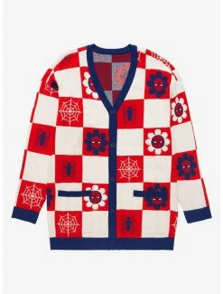 Buy 😉 Boxlunch Marvel Spider-Man Retro Checkered 👩 Women’s Plus Size Cardigan 👍