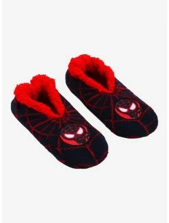 Deals 🧨 Marvel Spider-Man Miles Morales Chibi Miles Slipper 🧦 Socks - BoxLunch Exclusive ⌛