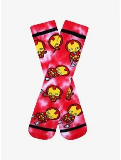 Best Pirce ⌛ Marvel Iron Man Chibi Tie-Dye Crew 🧦 Socks - BoxLunch Exclusive 👍