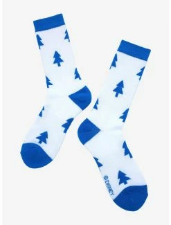 Brand new ⌛ Disney Gravity Falls Dipper Pine Tree Allover Print Crew 🧦 Socks - BoxLunch Exclusive 🔥