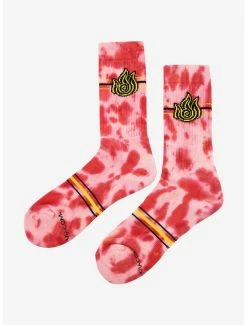 Hot Sale 🧨 Avatar: The Last Airbender Firebending Symbol Tie-Dye Crew 🧦 Socks - BoxLunch Exclusive 🌟 -Boxlunch Shop unnamed file 1390
