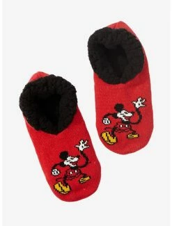 Deals 🎉 Disney Mickey Mouse Cartoon Pose Slipper 🧦 Socks - BoxLunch Exclusive 🎁