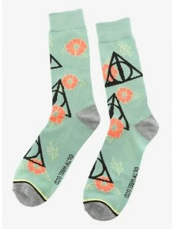 New ✔️ Harry Potter Deathly Hollows Pastel Floral Crew 🧦 Socks - BoxLunch Exclusive 🔔 -Boxlunch Shop unnamed file 1425
