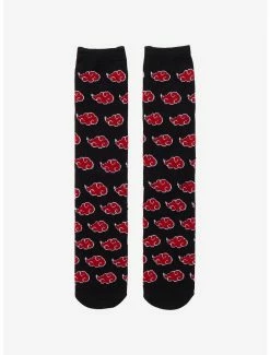 Hot Sale ❤️ Naruto Shippuden Akatsuki Clouds Crew 🧦 Socks - BoxLunch Exclusive 💯