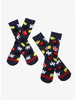 Hot Sale 👍 Boxlunch Disney Mickey & Minnie Icons Allover Print Crew Sock Set 🌟