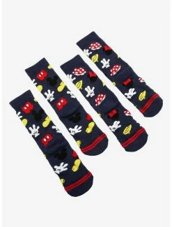 Hot Sale 👍 Boxlunch Disney Mickey & Minnie Icons Allover Print Crew Sock Set 🌟 -Boxlunch Shop unnamed file 1484