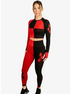 Budget 🛒 Boxlunch DC Comics Harley Quinn Athletic Leggings And Long Sleeve Top Set ⭐