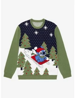 New 🛒 Disney Lilo & Stitch Sledding Stitch Holiday Sweater - BoxLunch Exclusive ✨