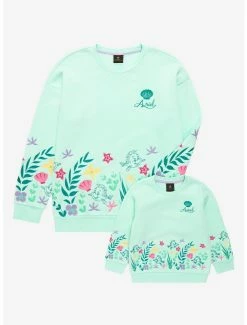 Outlet 👏 Disney The Little Mermaid Flounder Floral Crewneck - BoxLunch Exclusive 💯 -Boxlunch Shop unnamed file 1544