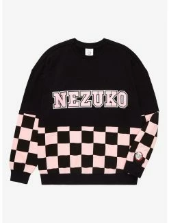 Brand new 😀 Demon Slayer: Kimetsu No Yaiba Nezuko Checkered Panel Crewneck - BoxLunch Exclusive 🎉