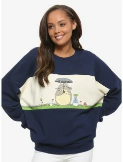 Hot Sale 😀 Our Universe Studio Ghibli My Neighbor Totoro Panel 👩 Women's Crewneck - BoxLunch Exclusive ✔️