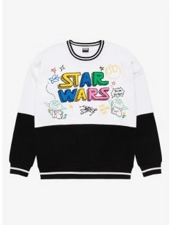 New 🛒 Star Wars Yoda Doodle Art Panel Crewneck - BoxLunch Exclusive ✨