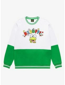Outlet 😉 Sanrio Keroppi Embroidered Panel Crewneck - BoxLunch Exclusive 🥰