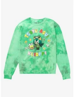 New 🔥 My Hero Academia X Hello Kitty And Friends Tsuyu & Keroppi 👩 Women’s Tie-Dye Crewneck - BoxLunch Exclusive 🤩