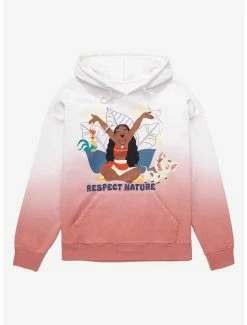 New ✨ Disney Moana Respect Nature Character Portrait 👩 Women’s Dip-Dye Hoodie - BoxLunch Exclusive 🛒