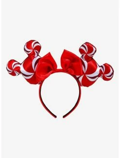 Deals ✔️ Disney 🍬 Candy Cane Minnie Mouse Ears - BoxLunch Exclusive 💯
