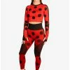 Flash Sale 😀 Boxlunch Miraculous: Tales Of Ladybug And Cat Noir Black Athletic Leggings And Long Sleeve Top Set 👏