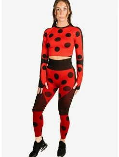 Flash Sale 😀 Boxlunch Miraculous: Tales Of Ladybug And Cat Noir Black Athletic Leggings And Long Sleeve Top Set 👏