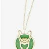 Brand new ❤️ Boxlunch Marvel Loki Helmet Symbol Pendant Necklace 🌟