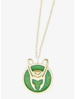Brand new ❤️ Boxlunch Marvel Loki Helmet Symbol Pendant Necklace 🌟