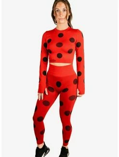 New 😉 Boxlunch Miraculous: Tales Of Ladybug And Cat Noir Athletic Leggings And Long Sleeve Top Set ⌛